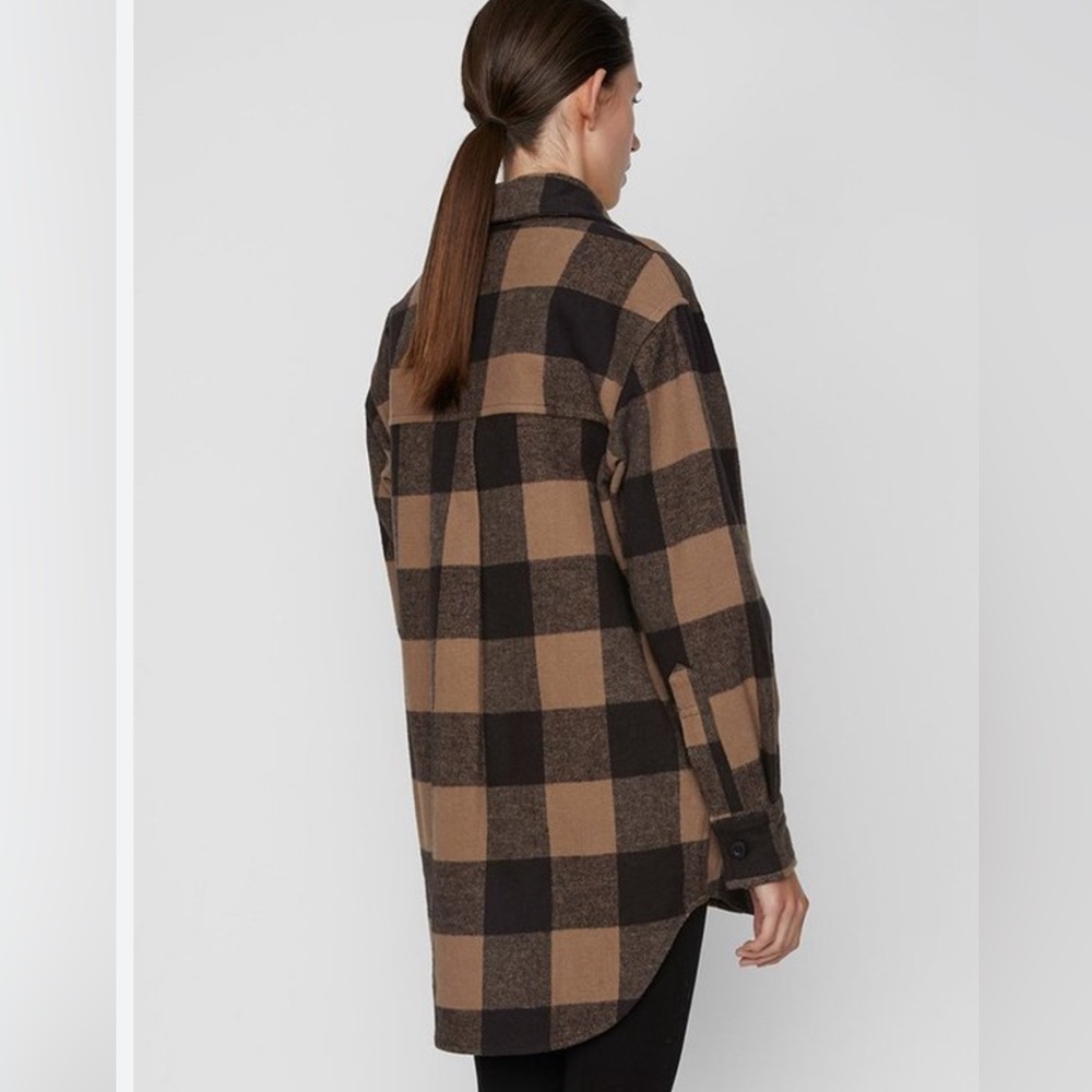 Just Female Black and Tan Plaid Jacket